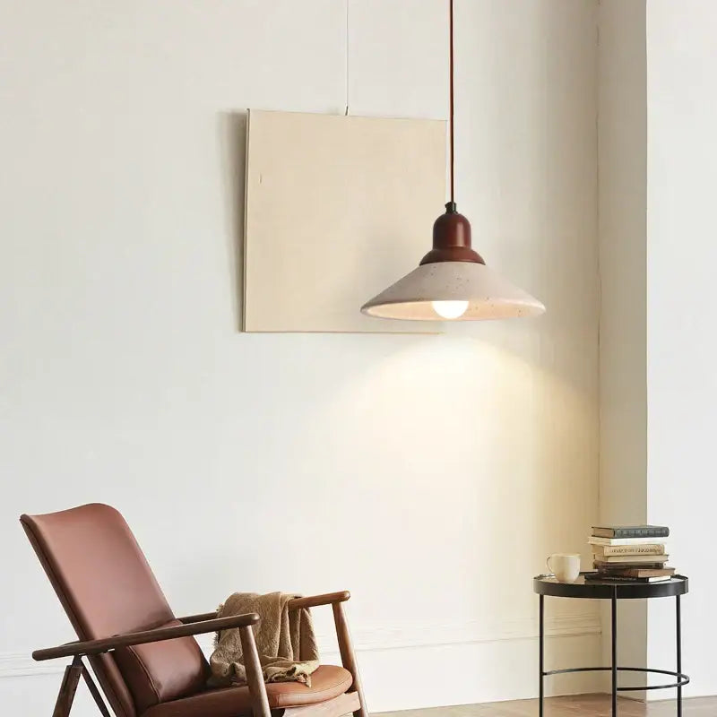 Minimalist yellow travertine stone pendant light for dining room