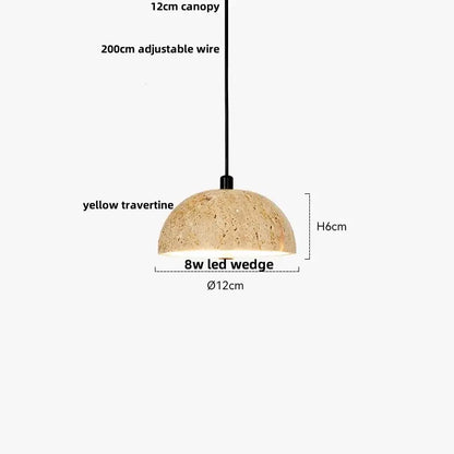 Minimalist yellow travertine stone pendant light for dining room