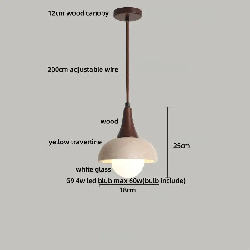Minimalist yellow travertine stone pendant light for dining room
