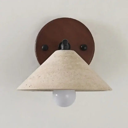 Minimalist yellow travertine wall light bedroom wood pull switch