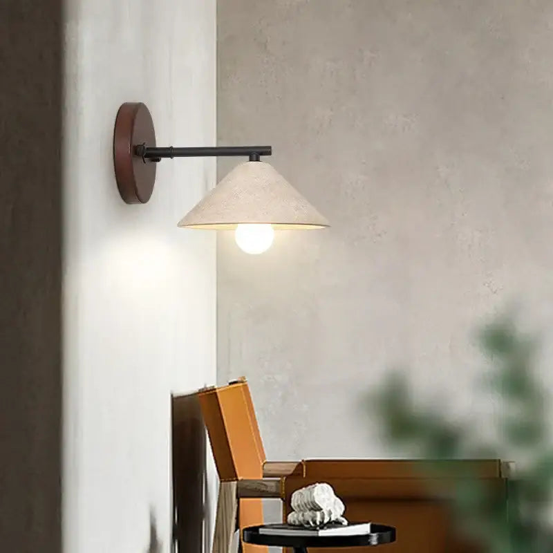 Minimalist yellow travertine wall light bedroom wood pull switch
