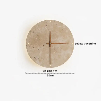 Minimalist yellow travertine & white glass led wall light bedroom