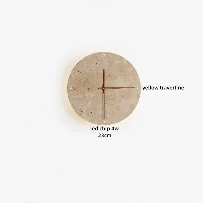 Minimalist yellow travertine & white glass led wall light bedroom