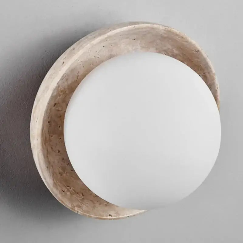 Minimalist yellow travertine & white glass led wall light bedroom