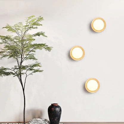 Minimalist yellow travertine & white glass led wall light bedroom