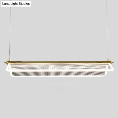 DecorBites™ Minimalistic Acrylic Dining Room Pendant Light - Folding Island Light in Gold