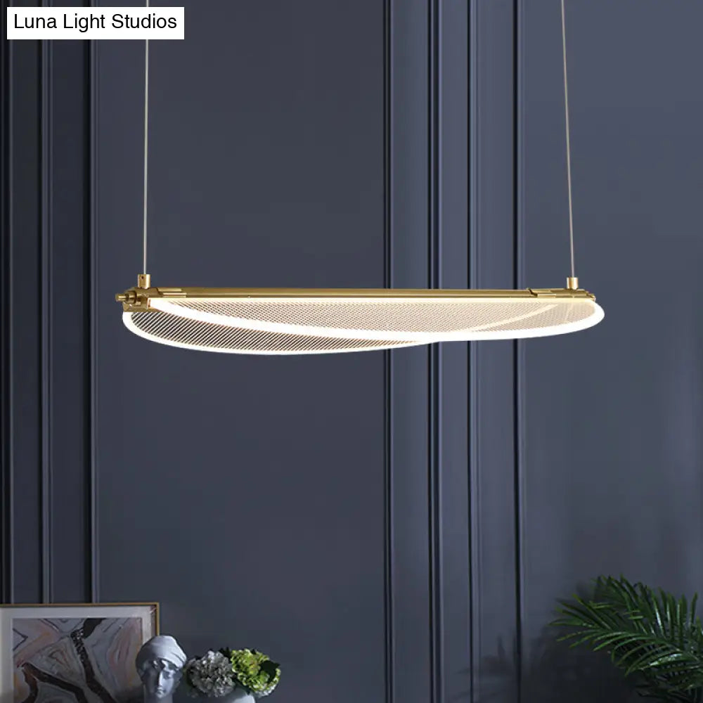DecorBites™ Minimalistic Acrylic Dining Room Pendant Light - Folding Island Light in Gold