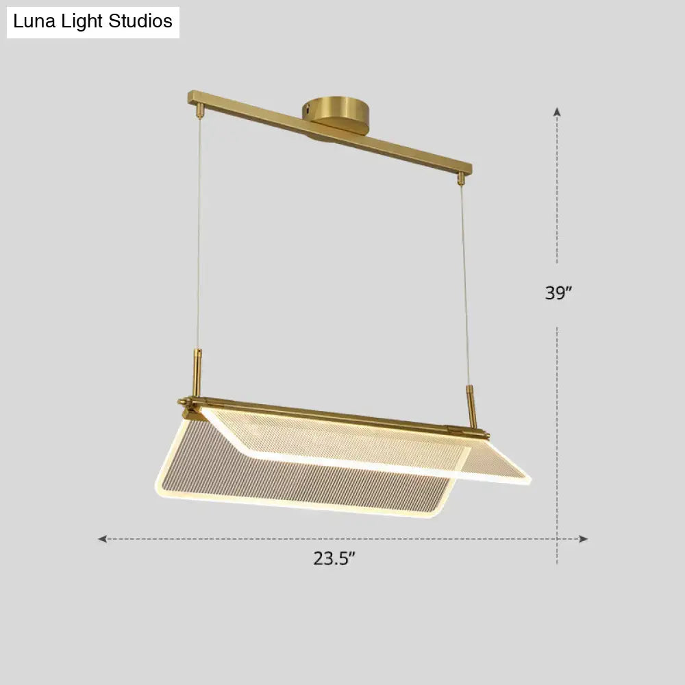 Minimalistic acrylic folding island light gold dining room pendant