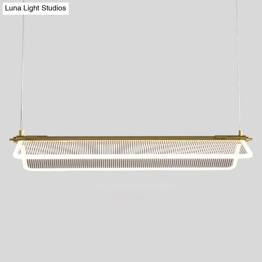 Minimalistic acrylic folding island light gold dining room pendant