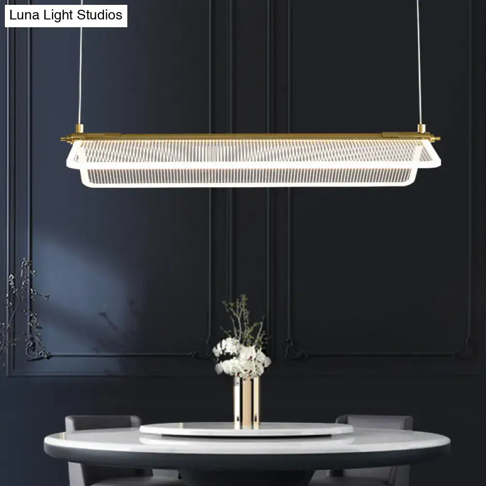 Minimalistic acrylic folding island light gold dining room pendant
