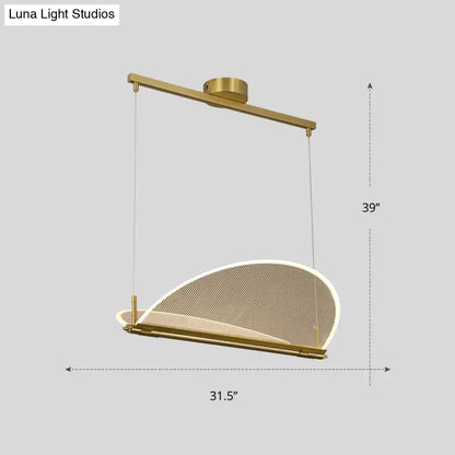 Minimalistic acrylic folding island light gold dining room pendant