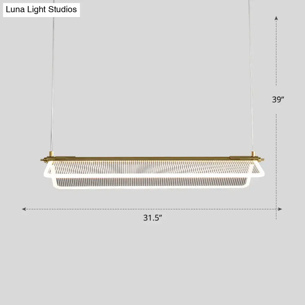 Minimalistic acrylic folding island light gold dining room pendant