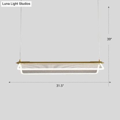 Minimalistic acrylic folding island light gold dining room pendant