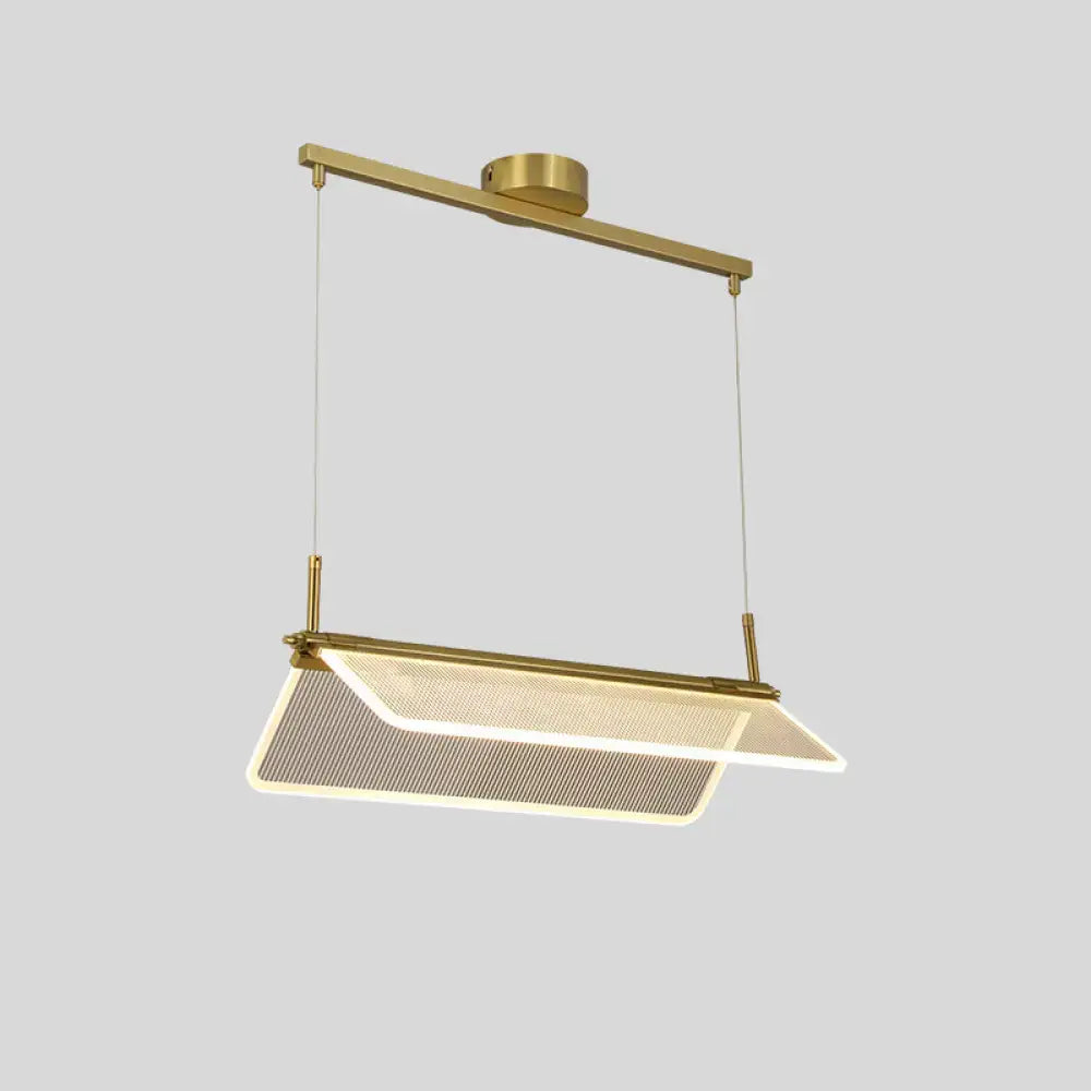 Minimalistic acrylic folding island light gold dining room pendant