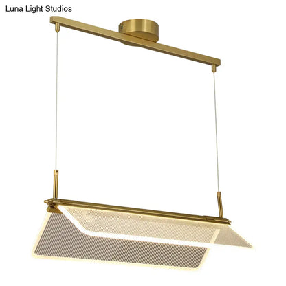 Minimalistic acrylic folding island light gold dining room pendant