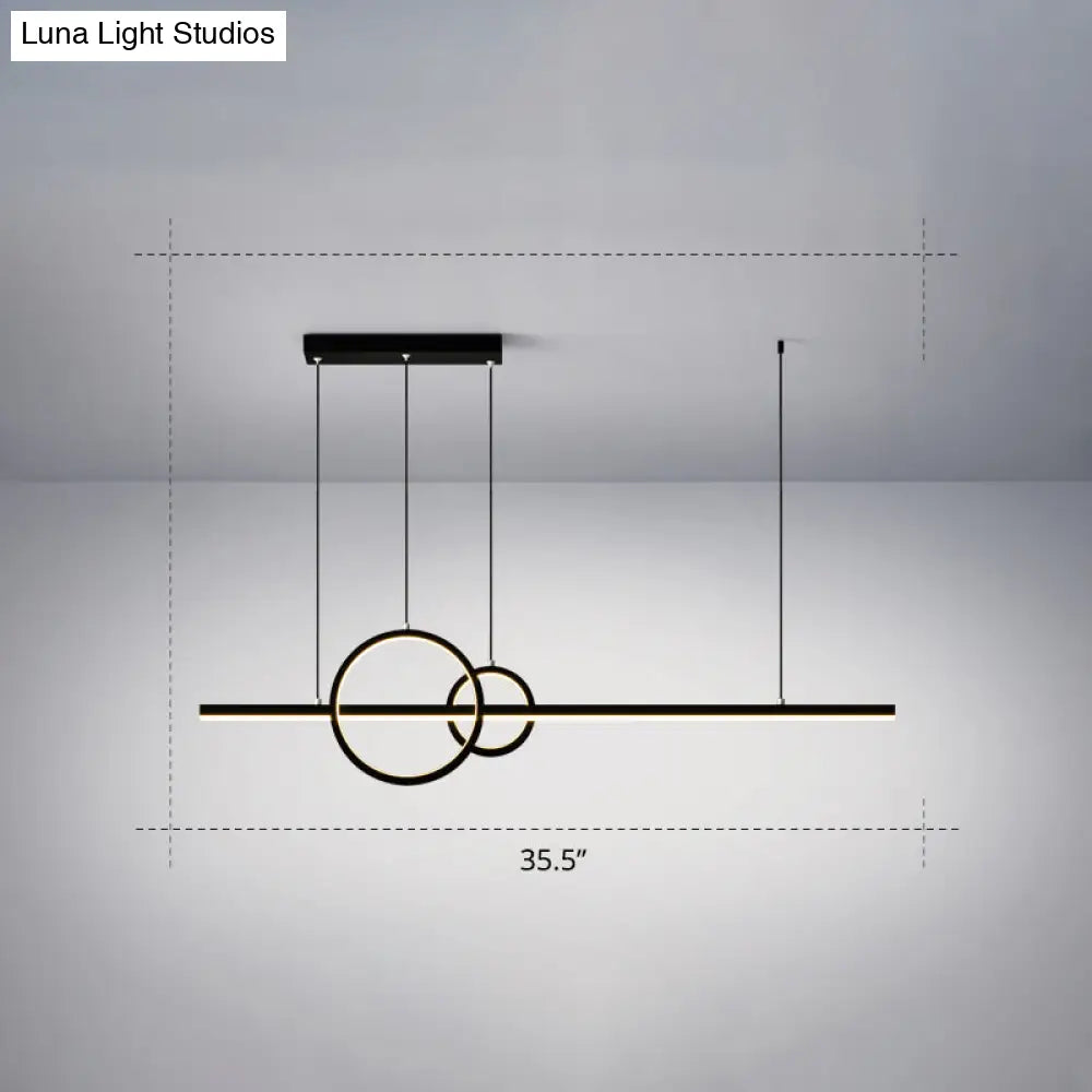 DecorBites™ Minimalistic Acrylic LED Suspension Light for Dining Room - Linear and Ring Island Lamp in Black
