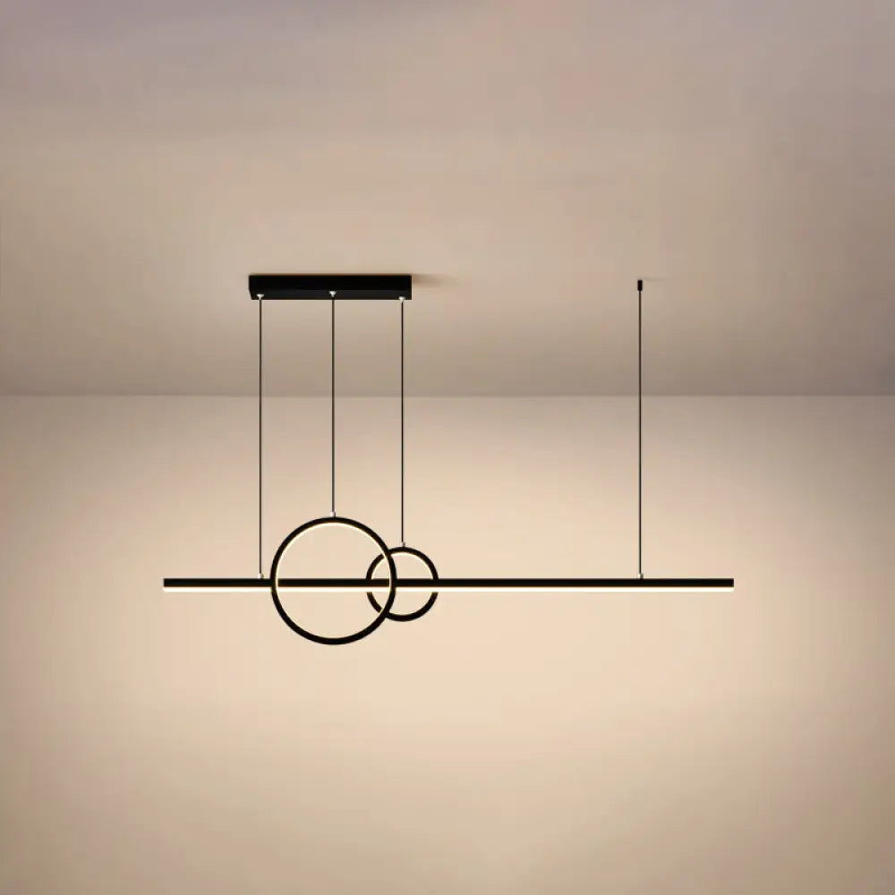 DecorBites™ Minimalistic Acrylic LED Suspension Light for Dining Room - Linear and Ring Island Lamp in Black