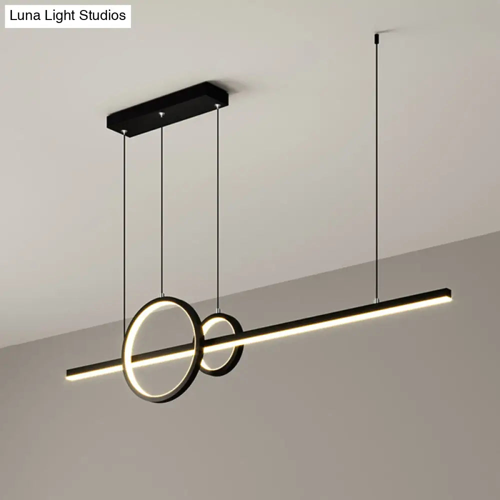 DecorBites™ Minimalistic Acrylic LED Suspension Light for Dining Room - Linear and Ring Island Lamp in Black