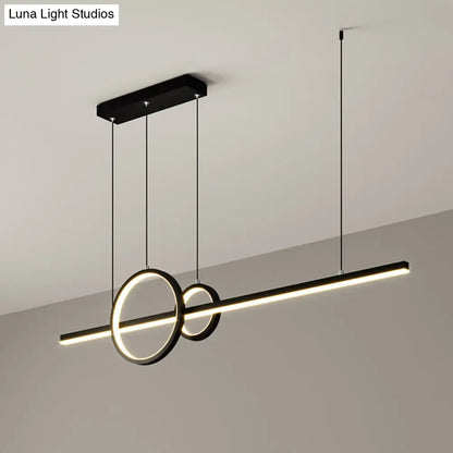 DecorBites™ Minimalistic Acrylic LED Suspension Light for Dining Room - Linear and Ring Island Lamp in Black
