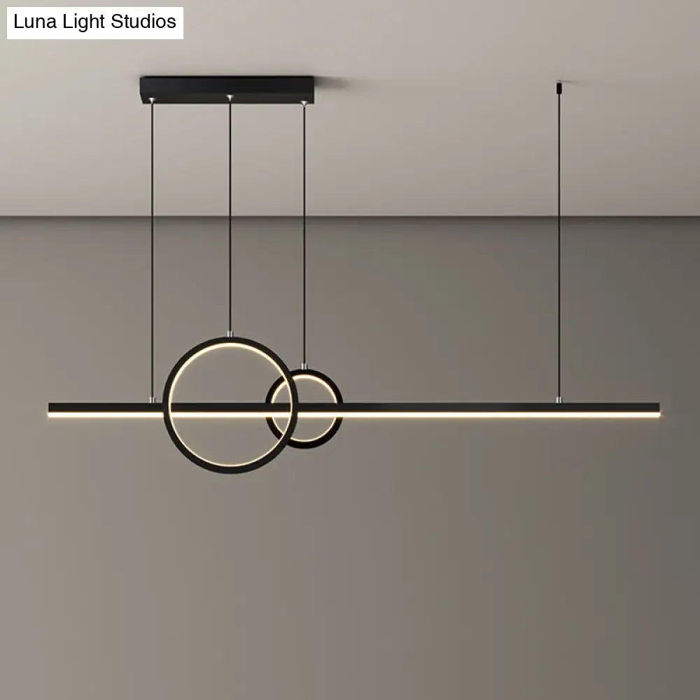 DecorBites™ Minimalistic Acrylic LED Suspension Light for Dining Room - Linear and Ring Island Lamp in Black