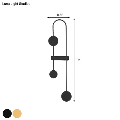 DecorBites™ Minimalistic Black/Gold Metal LED Wall Sconce with 3 Arched Heads - Warm/White Light