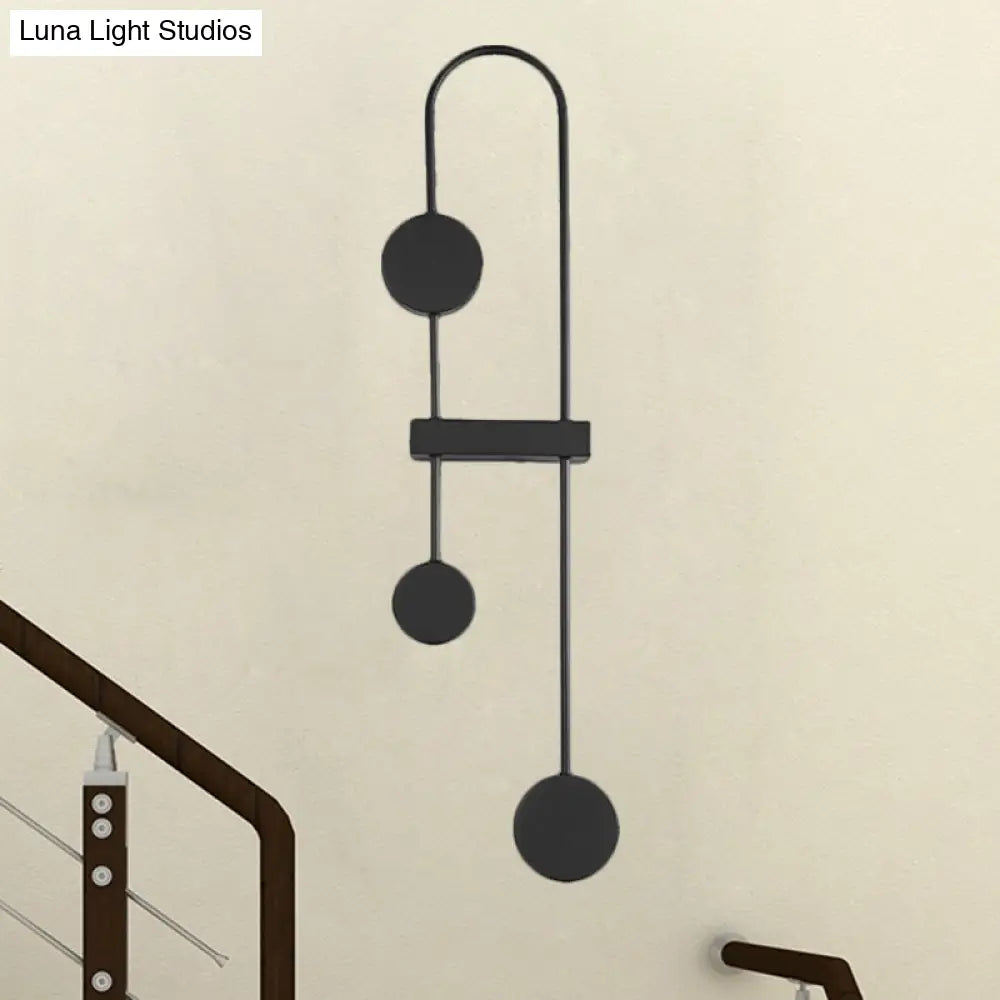 DecorBites™ Minimalistic Black/Gold Metal LED Wall Sconce with 3 Arched Heads - Warm/White Light