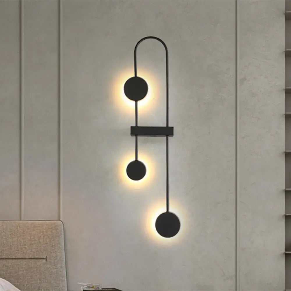 DecorBites™ Minimalistic Black/Gold Metal LED Wall Sconce with 3 Arched Heads - Warm/White Light