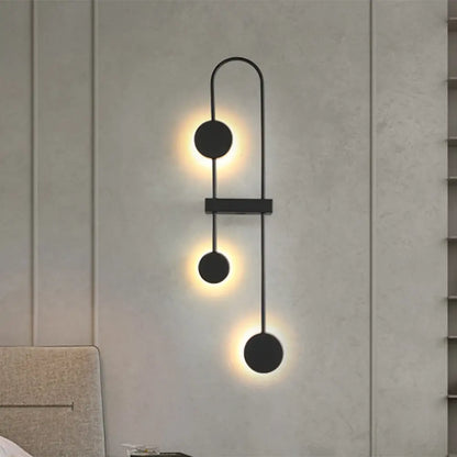 DecorBites™ Minimalistic Black/Gold Metal LED Wall Sconce with 3 Arched Heads - Warm/White Light