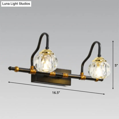 DecorBites™ Minimalistic Black Hexagon Vanity Wall Lamp with Crystal Prisms - Wall Mounted Lighting Fixture (1/2/3-Bulb)