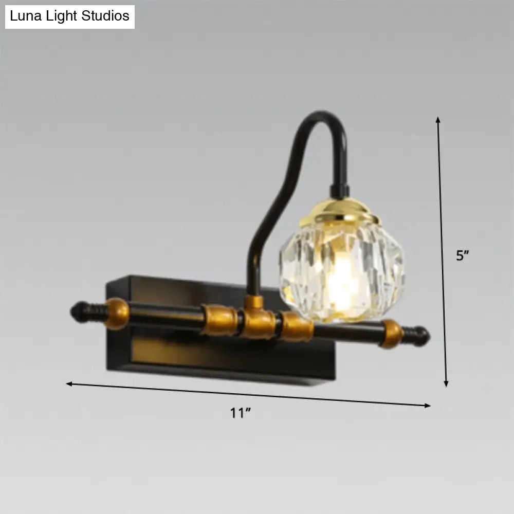 DecorBites™ Minimalistic Black Hexagon Vanity Wall Lamp with Crystal Prisms - Wall Mounted Lighting Fixture (1/2/3-Bulb)