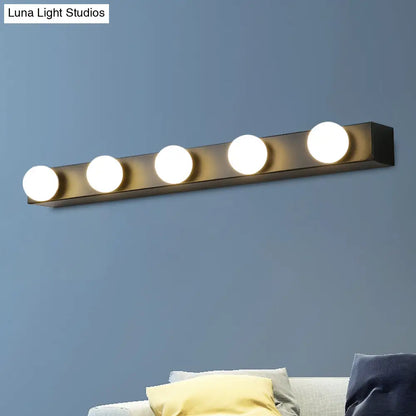 DecorBites™ Minimalistic Black/White Finish Vanity Lighting Fixture – Open Bulb, 4/5 Heads Metal Wall Light for Bathroom