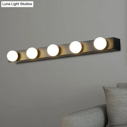 DecorBites™ Minimalistic Black/White Finish Vanity Lighting Fixture – Open Bulb, 4/5 Heads Metal Wall Light for Bathroom