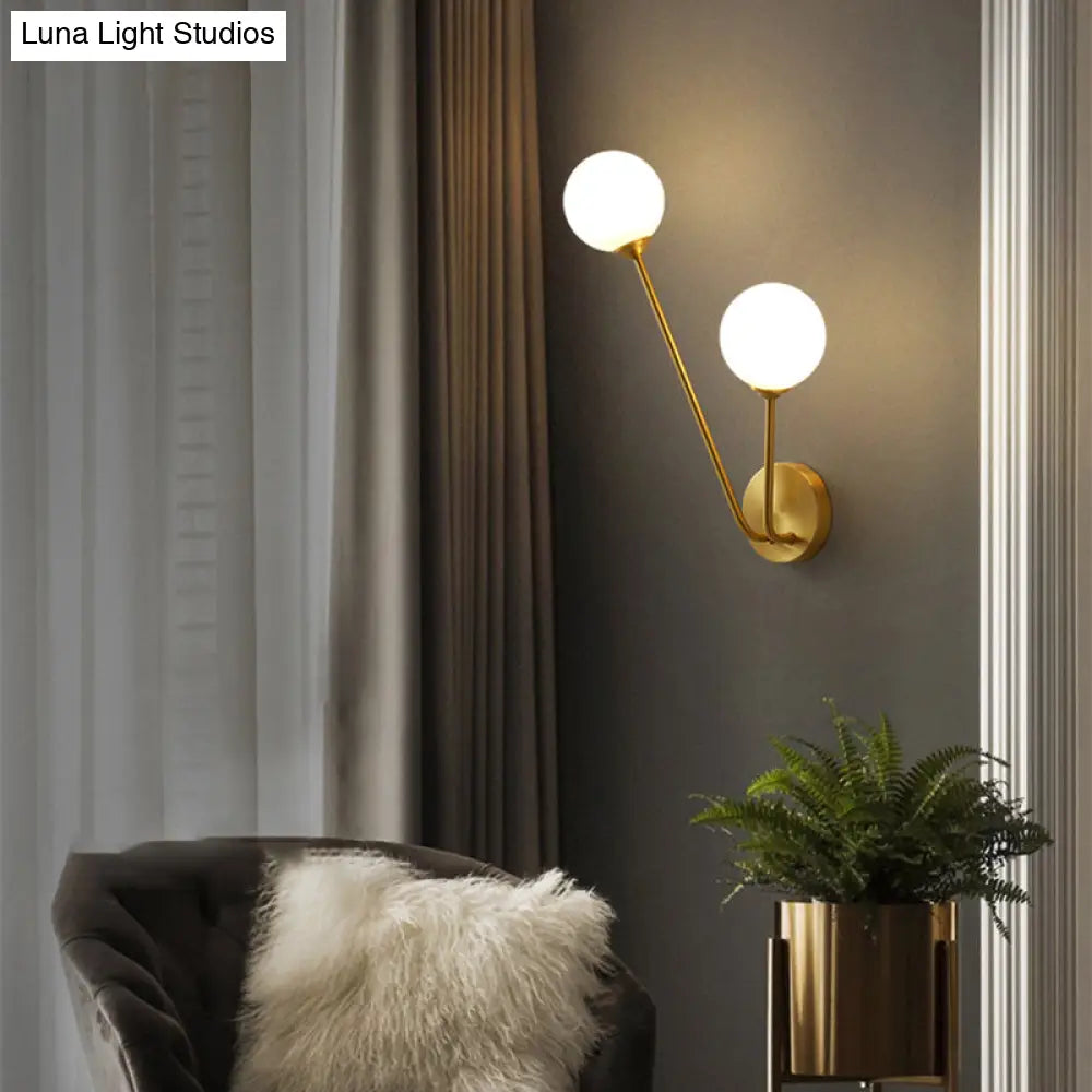 DecorBites™ Minimalistic Brass Branch Wall Light with Ball Glass Sconce - Bedroom Lighting Fixture