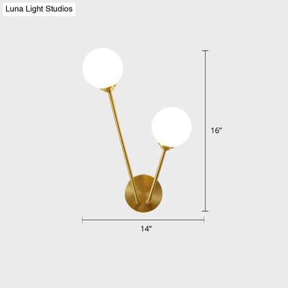 DecorBites™ Minimalistic Brass Branch Wall Light with Ball Glass Sconce - Bedroom Lighting Fixture