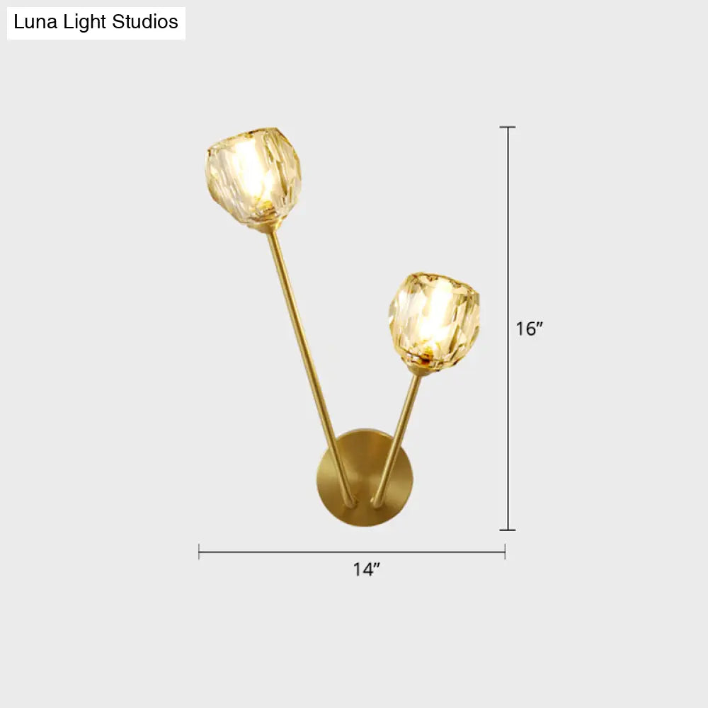 DecorBites™ Minimalistic Brass Branch Wall Light with Ball Glass Sconce - Bedroom Lighting Fixture