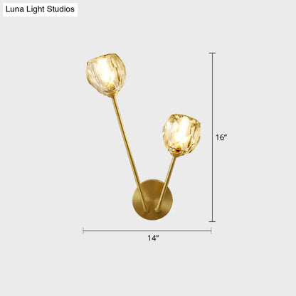 DecorBites™ Minimalistic Brass Branch Wall Light with Ball Glass Sconce - Bedroom Lighting Fixture