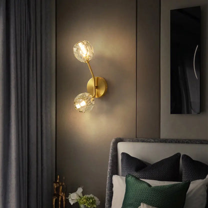 DecorBites™ Minimalistic Brass Branch Wall Light with Ball Glass Sconce - Bedroom Lighting Fixture