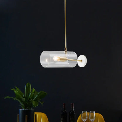 DecorBites™ Minimalistic Brass Pendant Light with Translucent Glass Shade for Dining Table
