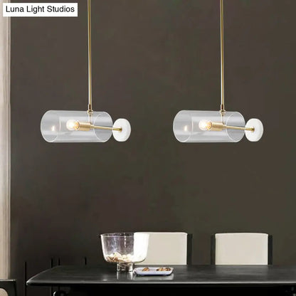 DecorBites™ Minimalistic Brass Pendant Light with Translucent Glass Shade for Dining Table