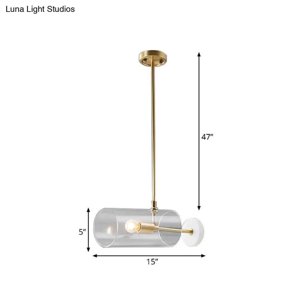 DecorBites™ Minimalistic Brass Pendant Light with Translucent Glass Shade for Dining Table