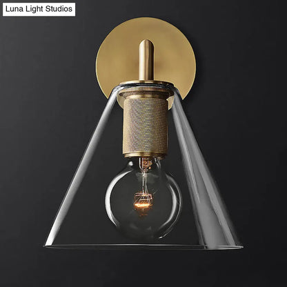 DecorBites™ Minimalistic Brass Wall Sconce with Clear Glass for Bedside Lighting