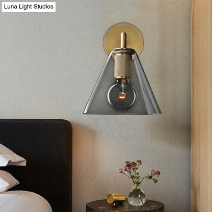 DecorBites™ Minimalistic Brass Wall Sconce with Clear Glass for Bedside Lighting