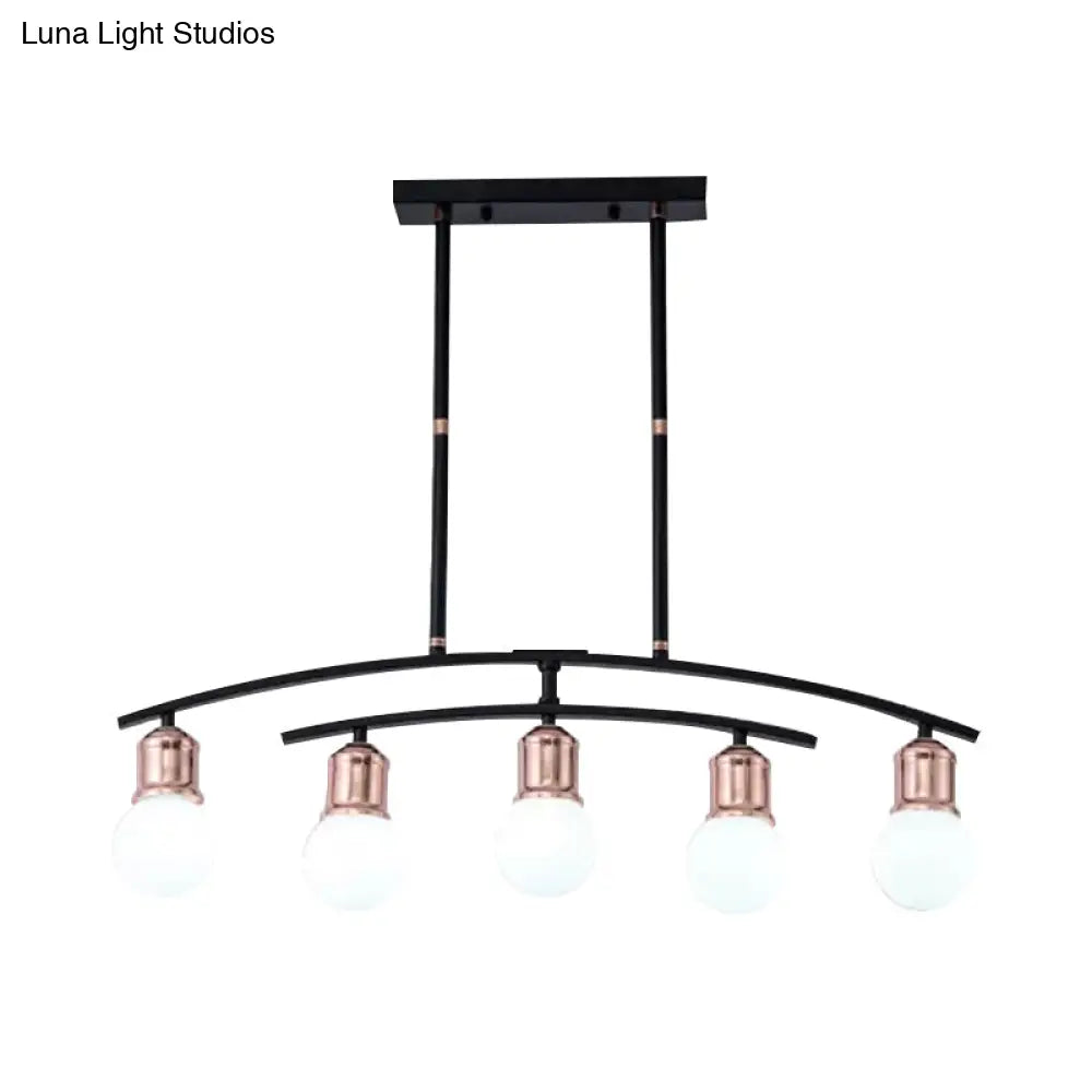 DecorBites™ Minimalistic Linear Chandelier - 5/7 Lights, Black/White Metal Finish, Island Light