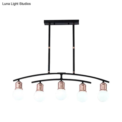 DecorBites™ Minimalistic Linear Chandelier - 5/7 Lights, Black/White Metal Finish, Island Light