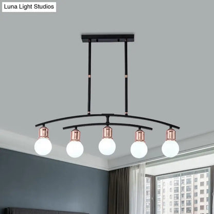 DecorBites™ Minimalistic Linear Chandelier - 5/7 Lights, Black/White Metal Finish, Island Light