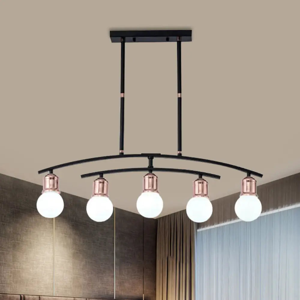 DecorBites™ Minimalistic Linear Chandelier - 5/7 Lights, Black/White Metal Finish, Island Light