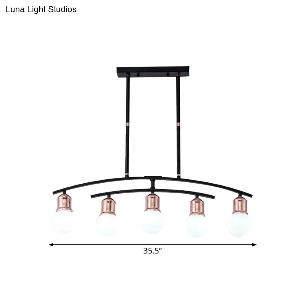 DecorBites™ Minimalistic Linear Chandelier - 5/7 Lights, Black/White Metal Finish, Island Light