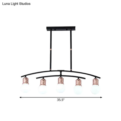 DecorBites™ Minimalistic Linear Chandelier - 5/7 Lights, Black/White Metal Finish, Island Light