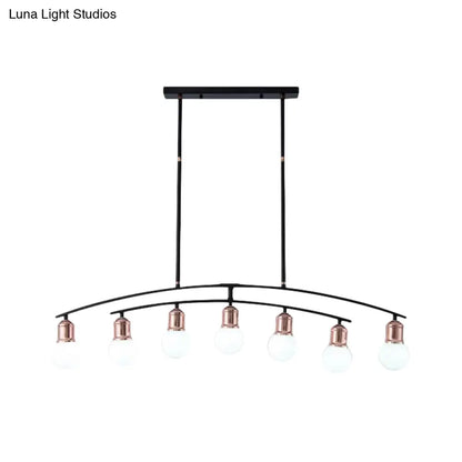 DecorBites™ Minimalistic Linear Chandelier - 5/7 Lights, Black/White Metal Finish, Island Light