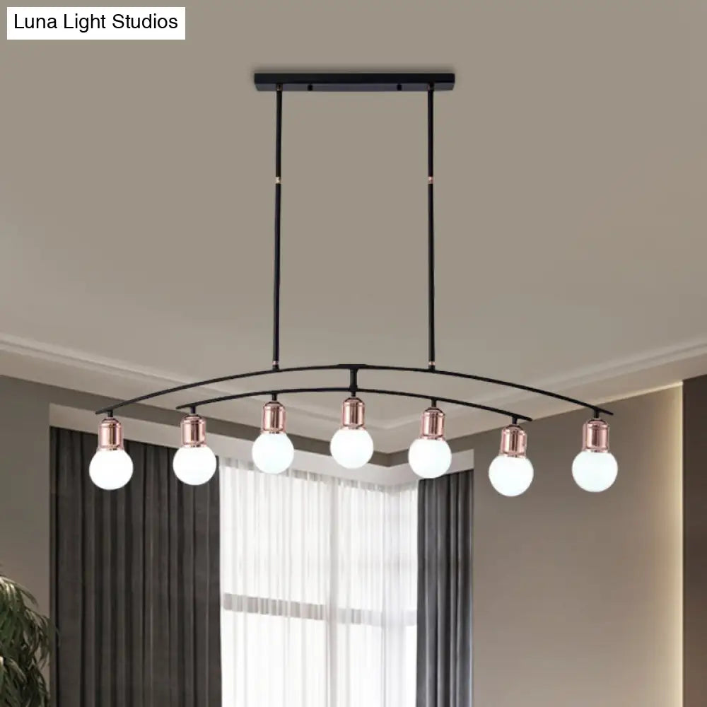 DecorBites™ Minimalistic Linear Chandelier - 5/7 Lights, Black/White Metal Finish, Island Light